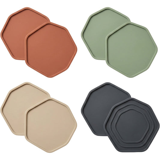 Plvt Hexagonal Silicone Drink Coasters 11 cm Eight Pack - Product view