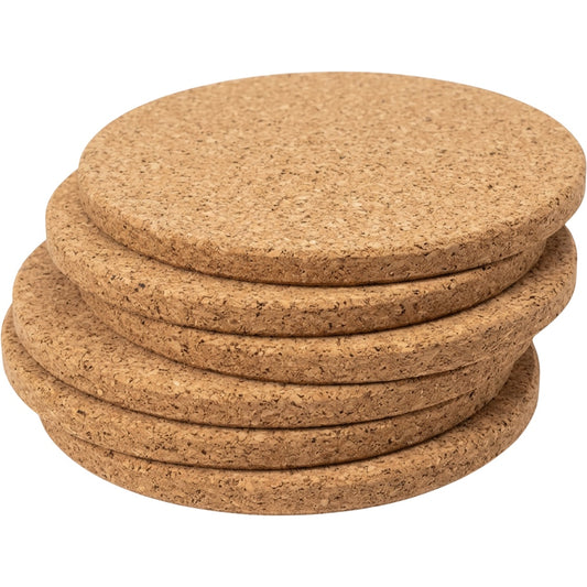 Plvt Round Cork Drink Coasters 10 cm Six Pack - Product view