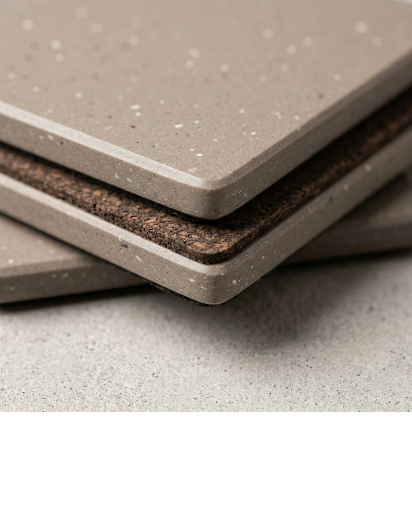Plvt Square Mineral Composite Coasters 10 cm Grey Four Pack - Detail view