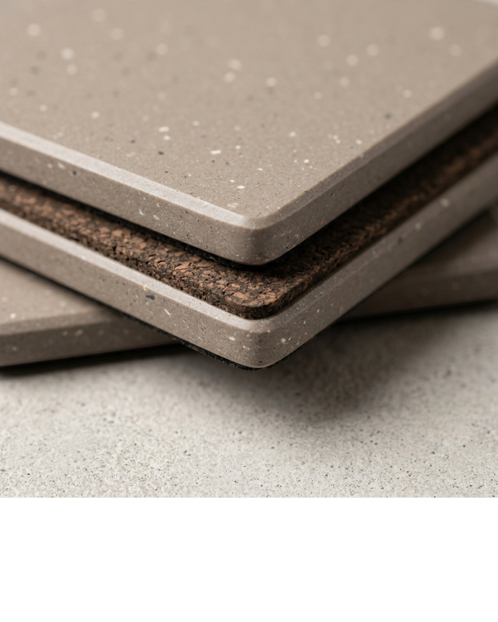 Plvt Square Mineral Composite Coasters 10 cm Grey Four Pack - Detail view