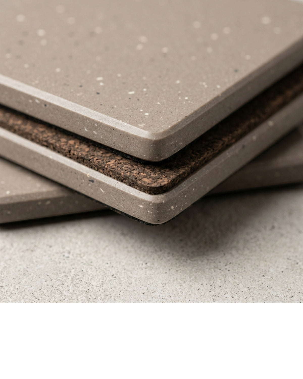 Plvt Square Mineral Composite Coasters 10 cm Grey Four Pack - Detail view